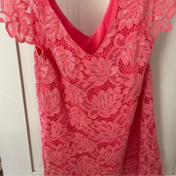 BB Dakota Coral Peach Lace Rene Shift Dress - Picture 12 of 16